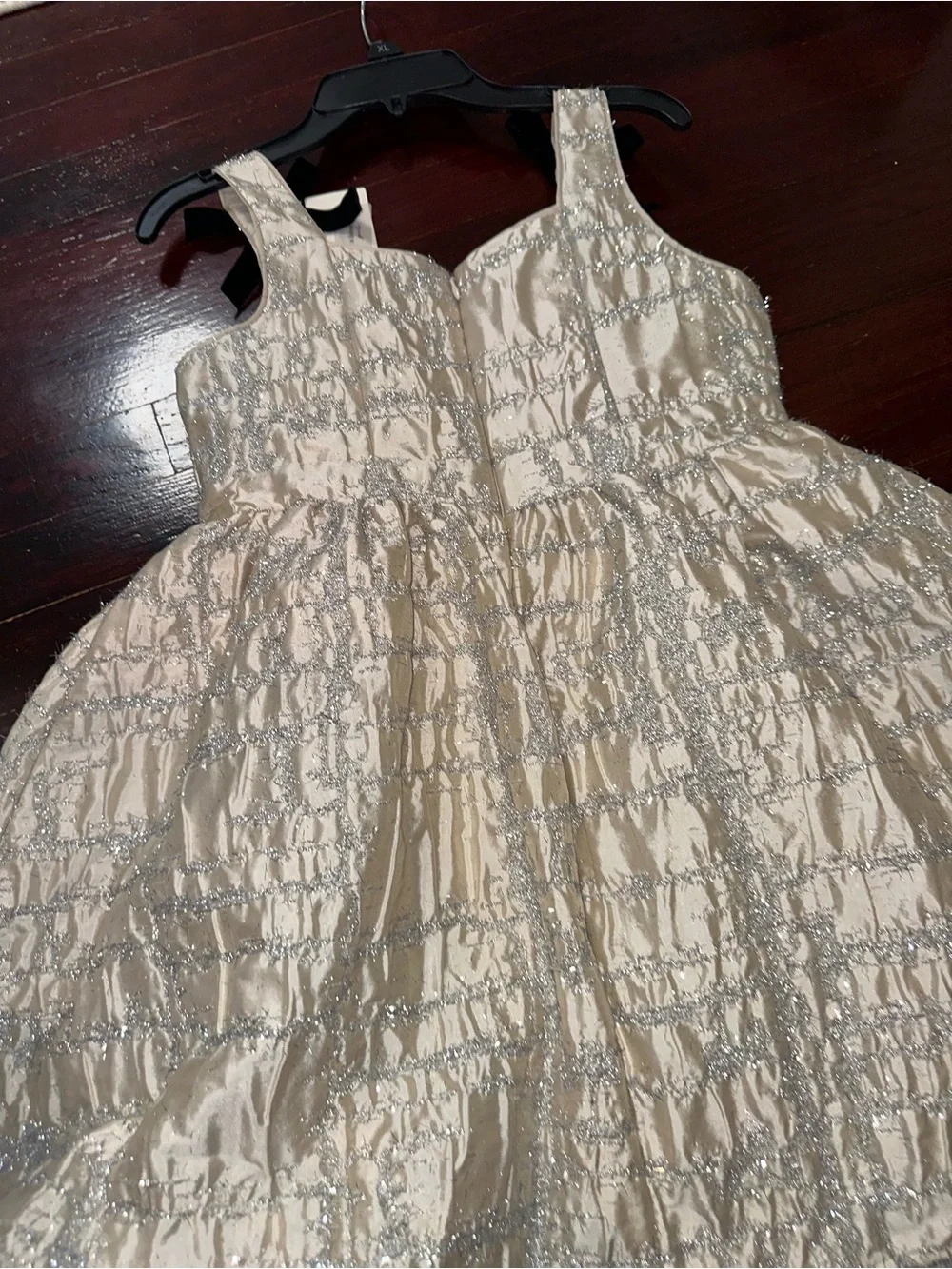 a Loves a Girls Cream Metallic Patterned Tie-Shoulder Party Dress Size XL